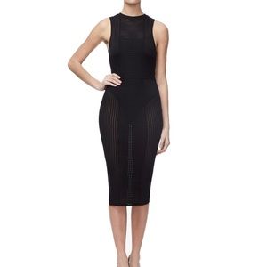 sheer stripe midi dress